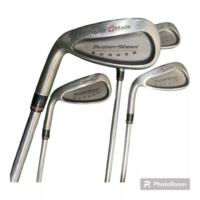 LH TaylorMade Burner Supersteel Iron Set 3-6 Irons S-90 S Flex Steel Shafts