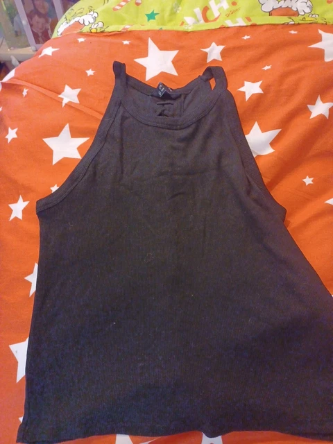 New Look Size 18 Black Lace Up Back Vest Top