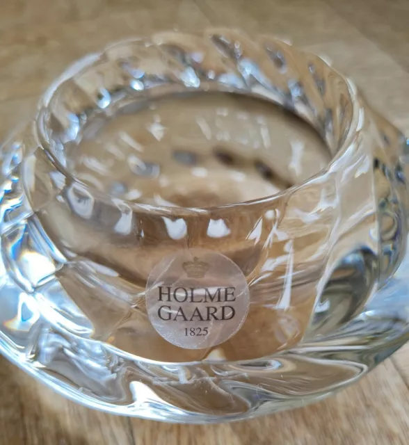 Holmegaard Danish Scandinavian Clear Glass Heavy Chunky Candle Holder 2
