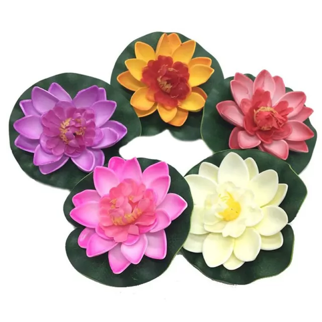 5pcs Artificial Floating Water EVA Lotus Flower Pond Decor Tank Plant Orname-EL