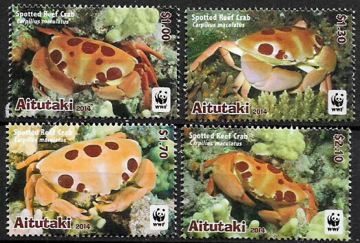 Aitutaki #623-6 Mint Never Hinged Set - WWF - Spotted Reef Crab