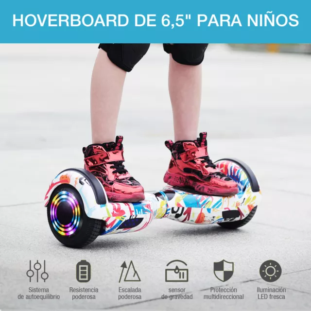 Hoverboard 6,5" Patinete eléctrico Para niños Con Bluetooth LED Luces Overboard 2