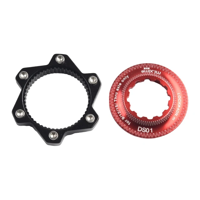 Adaptateur Rotor Centerlock Vers 6 Boulons Pour VTT - Alliage Aluminium Rouge - Compatible 44 Mm - 10