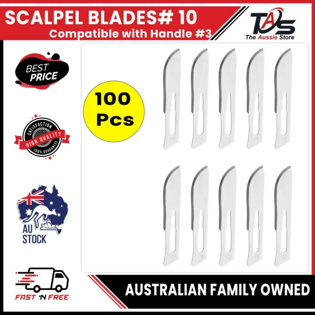 100x Surgical Scalpel Blade# 10 Suitable with Handle# 3 stainless Sterile Carbon