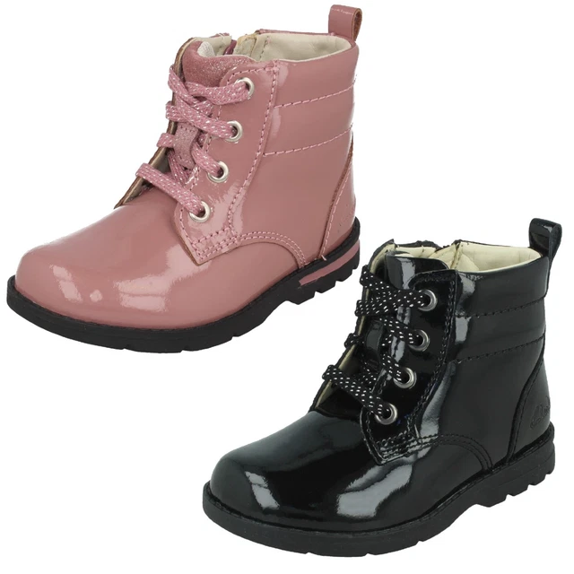 Ragazze Clarks Dabi Lace Bambini Casual Zip Invernale Vernice Primo Caviglia Da
