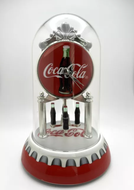 2002 Coca Cola Coke Anniversary Pendulum Dome Clock Collectible