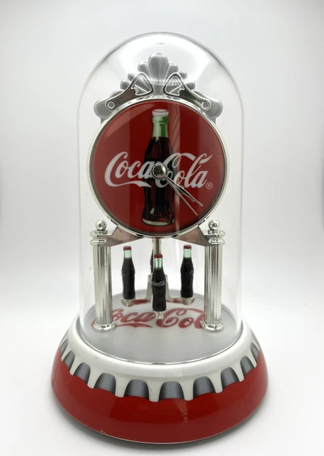 2002 Coca Cola Coke Anniversary Pendulum Dome Clock Collectible