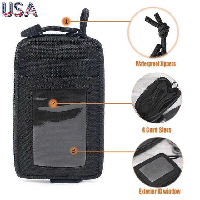 Tactical Molle Card Bag Wallet EDC Pouch Waterproof Key Coin Waist Pack Black