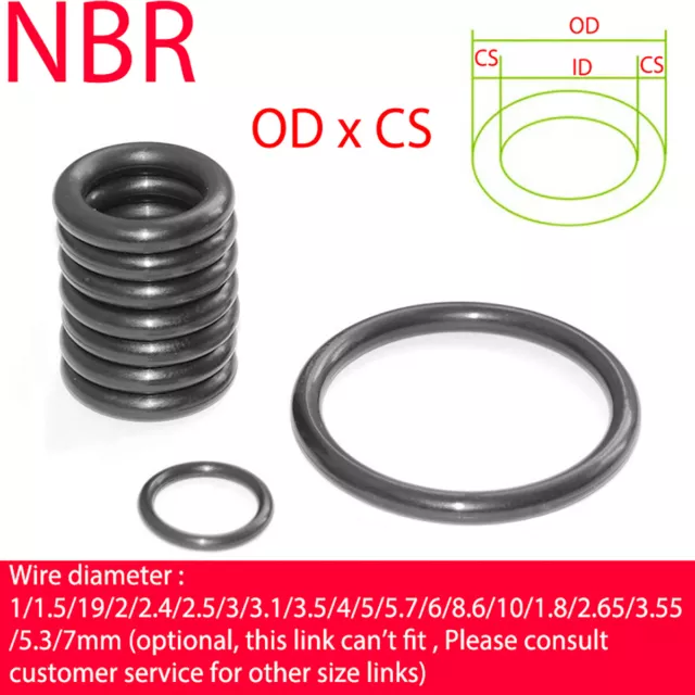 Metric Nitrile Rubber O Rings 2.4Mm Cross Section Od 6 ~200Mm Black Oring O-Ring