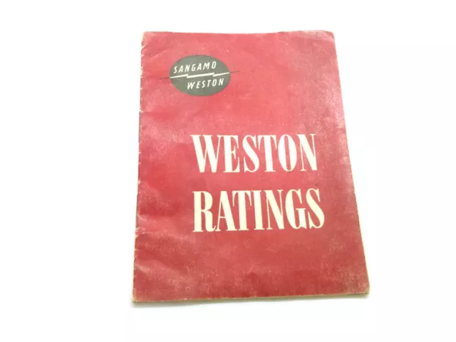 Vintage WESTON Ratings Manual for Weston Master Light Meters