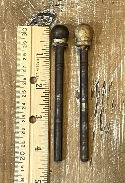 Lot 2 Vtg Cannon Ball Top Door Hinge Steel-Heavy Metal Pins 4.25” Salvage-Pair