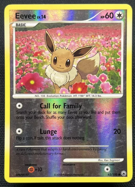 Pokemon Eevee Platinum Reverse Holo 62/100 Burger King Values - MAVIN