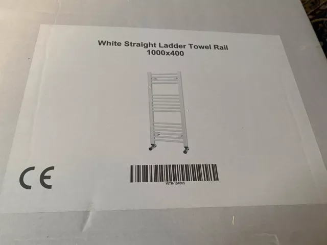 White Straight Ladder Towel Rail - 1000 X 400. Brand New In Box.