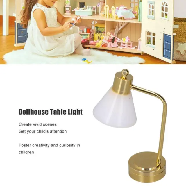 Miniature Dollhouse LED Desk Light Battery Operated Metal Micro Lamp