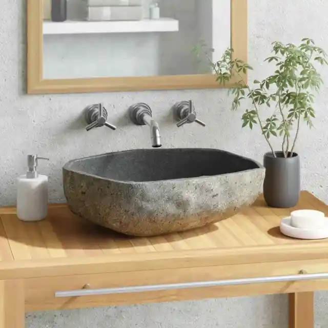 Basin Natural River Stone Oval Washroom Cloakroom Wash Sink Multi Sizes vidaXL