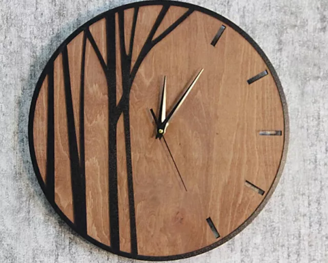 Rustic Natural Wood Wall Clock Light Oak Designer Handmade Antique Polished Gift