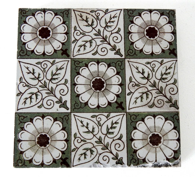 Antique Victorian Minton Hollins  & Co 6" x 6" Tile Stoke on Trent #2