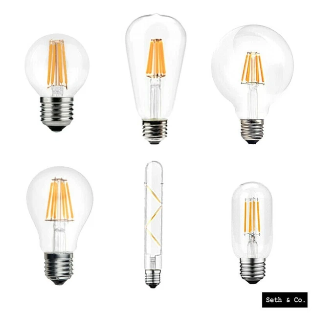 Vintage LED Bulb E27 E14 Filament Warm Light Antique Retro Edison Decor A+ Clear
