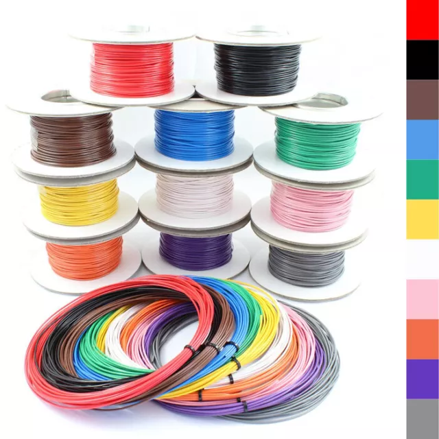 Single Core Stranded Wire Cable 12v 24v Thin Wall Wire All AMP Ratings 11 Colour