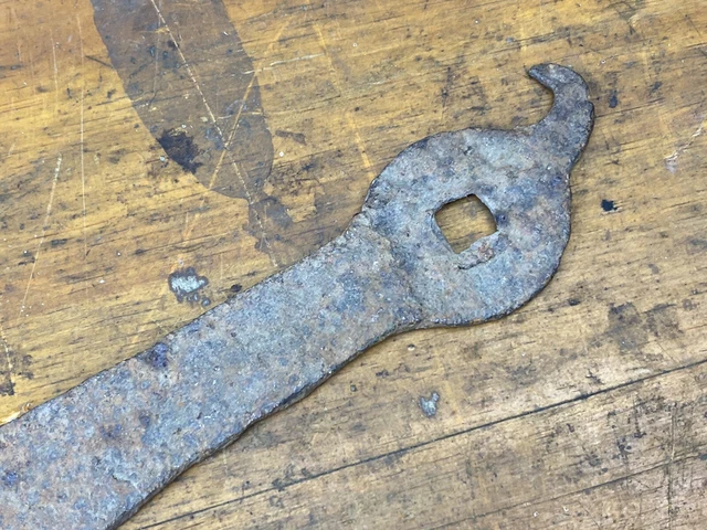 Antique 21"L Iron Strap Hinge w/ Lollipop Hook Tip, Hand Forged Door Hardware 2