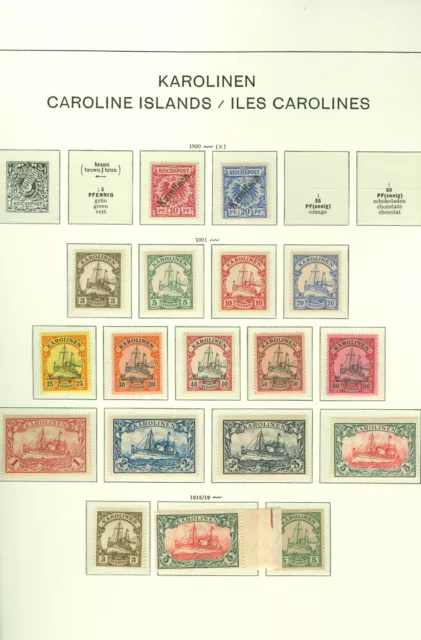 Briefmarken, Dt. Reich, Kolonien, Karolinen, Blatt mit alten Marken