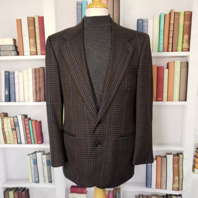 Vtg Perry Ellis Wool Blazer Mens 38R Two Button Sport Coat Gray Blue Burgundy