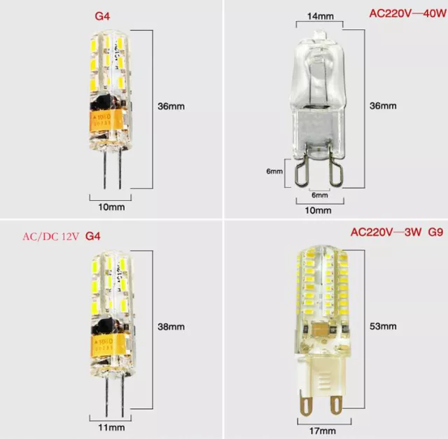 10xG4 G9 12V 220V Clear Halogen/LED SMD Silicone Crystal Capsule Light Lamp Bulb