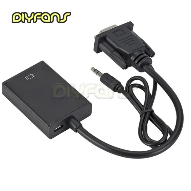 VGA Male To HDMI Output 1080P HD+Audio TV AV HDTV Videokabel Konverter Adapter 2