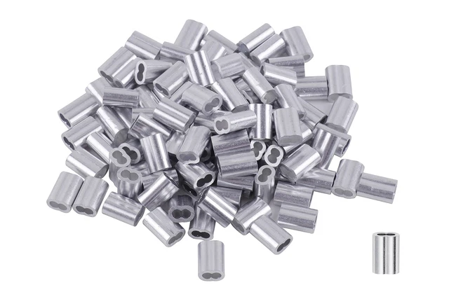 50pcs Aluminum Crimping Loop Sleeves Cable Crimp for 3/16&quote; Dia...