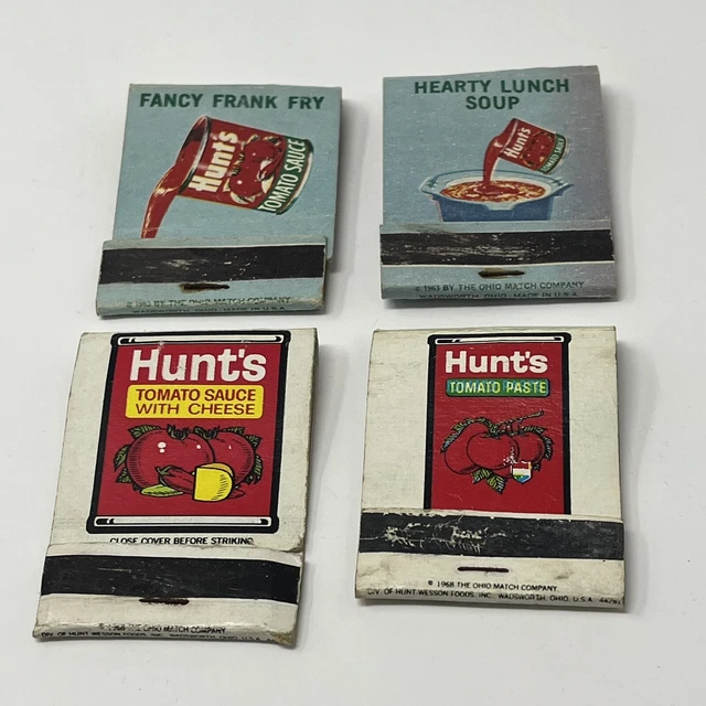 Hunts Tomato Sauce Paste Recipe Matchbook Covers Lot Of 4