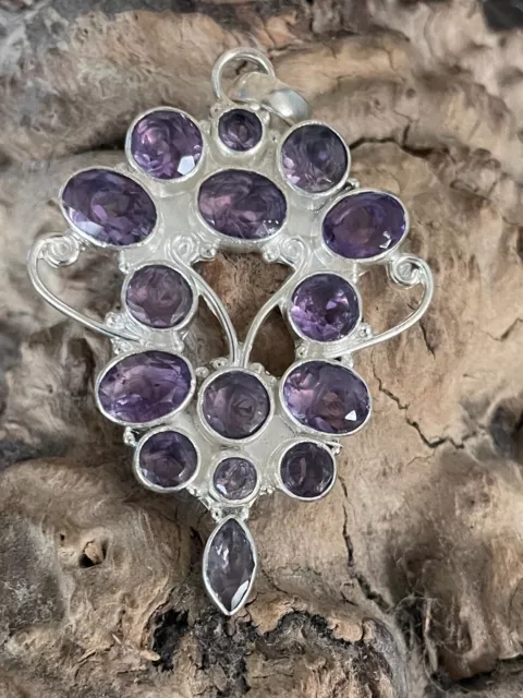 Lovely Natural Amethyst Sterling Silver Pendant
