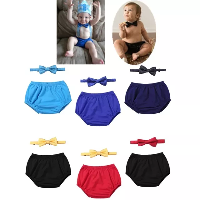 Baby Boys 1st Birthday Cake Smash Bloomers Suspenders Outfit Party Photo Props 2