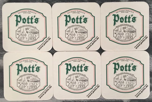 POTT’S BREWERY GERMANY BEER MATS / COASTERS (x6)  - NEW