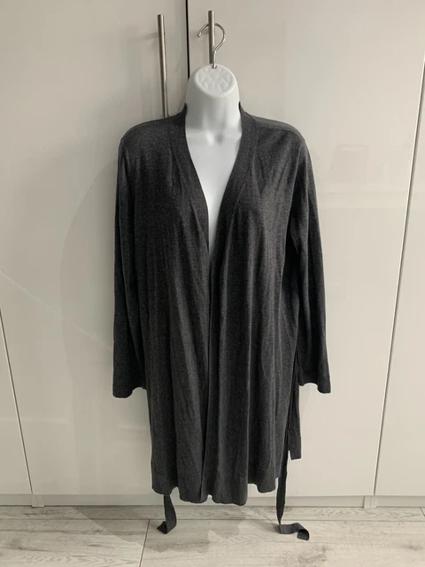 Eileen Fisher graue Krawatte vorne lange Strickjacke Tencel Baumwollmischung Strick Größe S 2