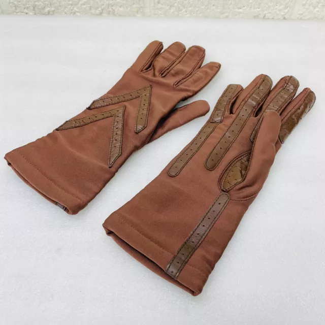 ARIS 115 Isotoner OS Brown Lightweight Stretch Leather Driving Gloves • VGUC‼