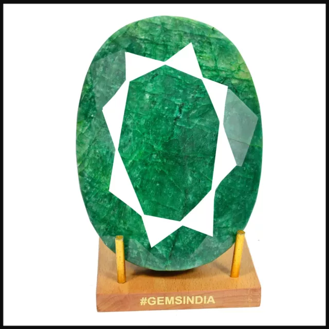 4440 Ct Natural Brazilian Green Emerald Oval Cut Certified Huge Gemstone