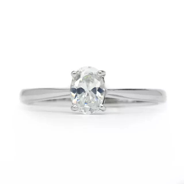 7x5mm White Cubic Zirconia Ring in 925 Sterling Silver