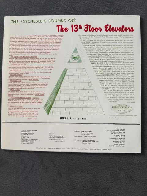 13th floor elevators: The psychedelic sounds of LP RE Psych VG+ Mono 2