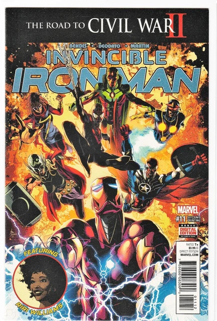 INVINCIBLE IRON MAN #11 (2016) BENDIS / DEODATO 2nd print RIRI WILLIA~ UNREAD NM