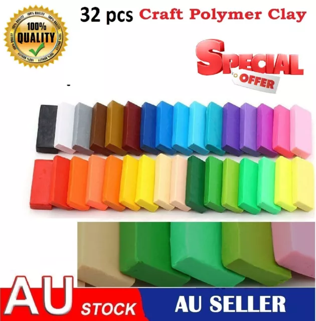 32 Color Polymer Clay Oven Bake Craft Moulding Block Modelling Kit Clay DIY Toy