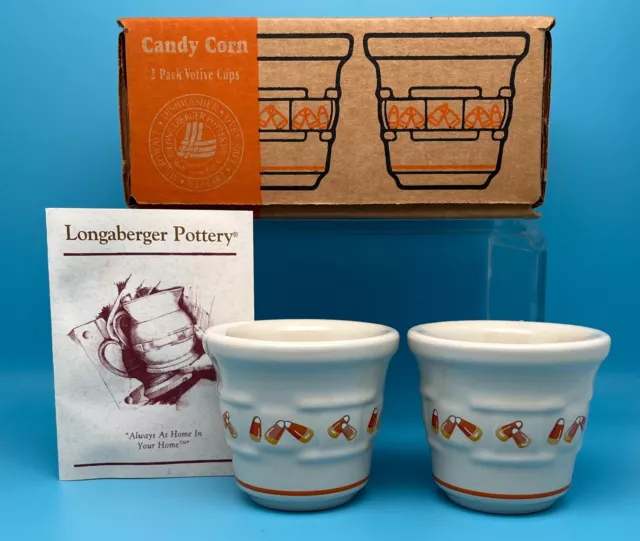 Longaberger Company -  Candy Corn Votive Cups Candle Holder 2 Piece Set - #37508