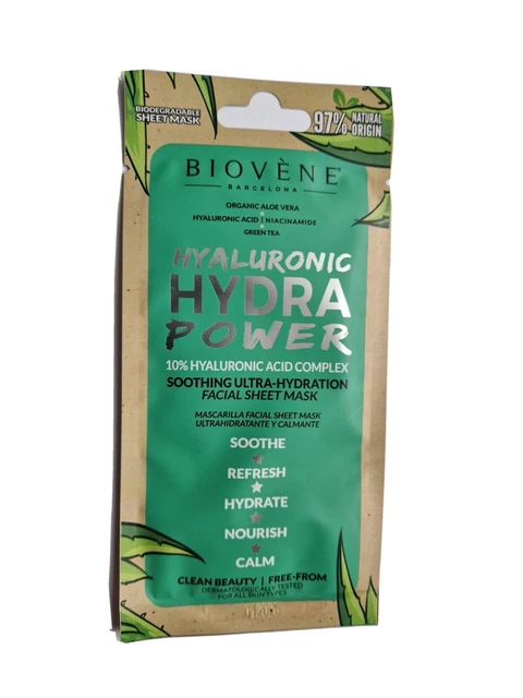 BIOVENE HYALURONIC HYDRA Power Facial Sheet Mask with Aloe Vera