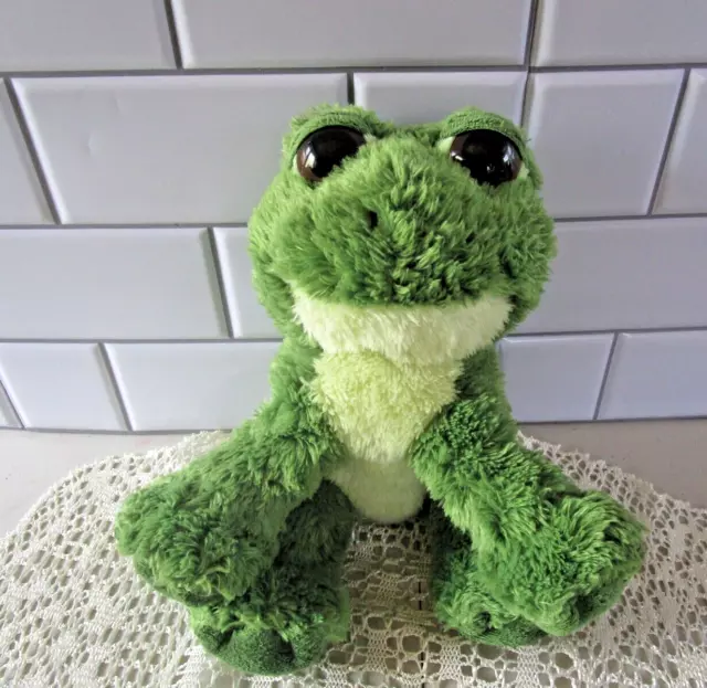 AURORA FROG GREEN Big Eyes Plush Stuffed Animal Toy Approx 8 Inches Yellow  Belly $12.99 - PicClick