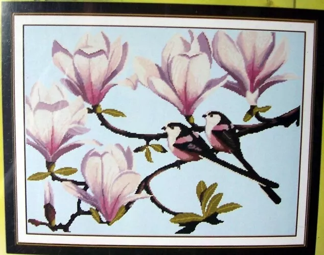 Huatian Cross Stitch Kit - Birds & Spring Blooms 39 x 52 cm, approx. 15x20" NIP