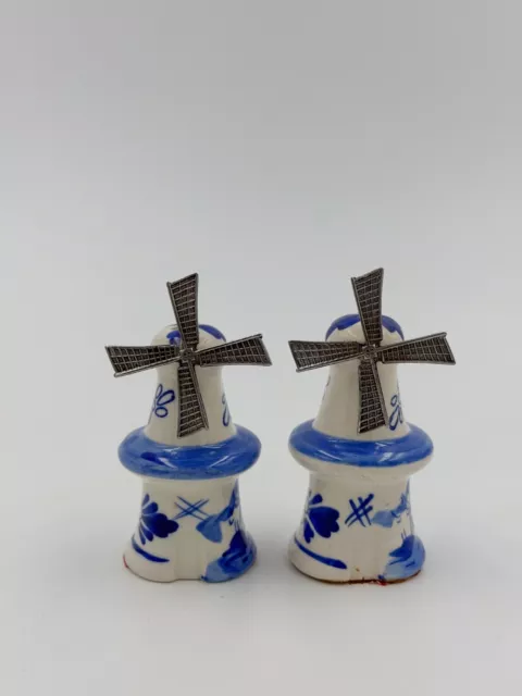 DUTCH WINDMILL Crown DBL Delft Blue vintage salt and pepper shakers Holland
