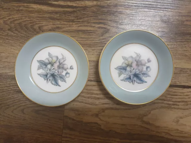 Pair of Royal Worcester Woodland butter or pin dishes