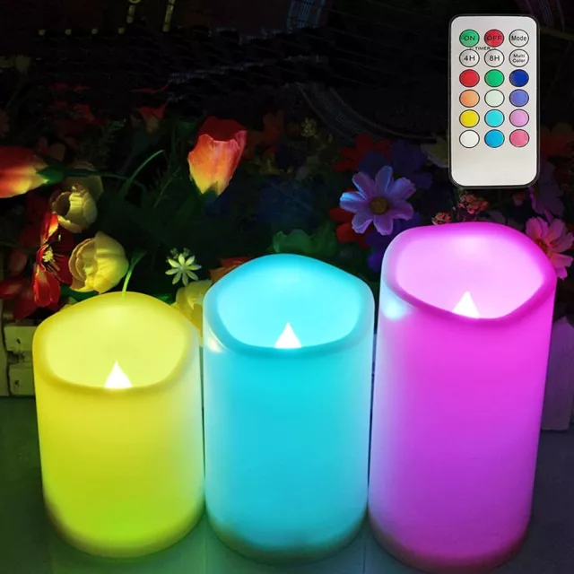 Candela Led Rgb 3 Candele Effetto Vera Cera Multicolori Telecomando