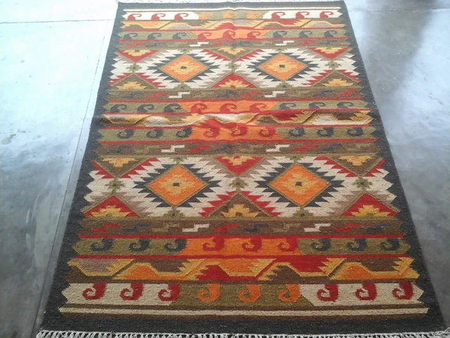 Hand Woven Traditional Ghazni Wool Kelim Large Afghan Kilim Rug 4x6 feet Carpet