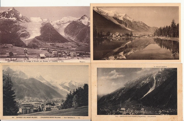 Lot de 4 cartes postales anciennes old postcards CHAMONIX ville city 8