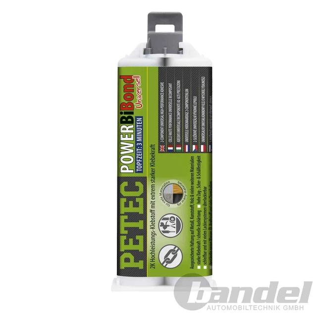 1x 50ml PETEC POWER BIBOND 2K ADESIVO UNIVERSALE TEMPO PENTOLA 3 MINUTI